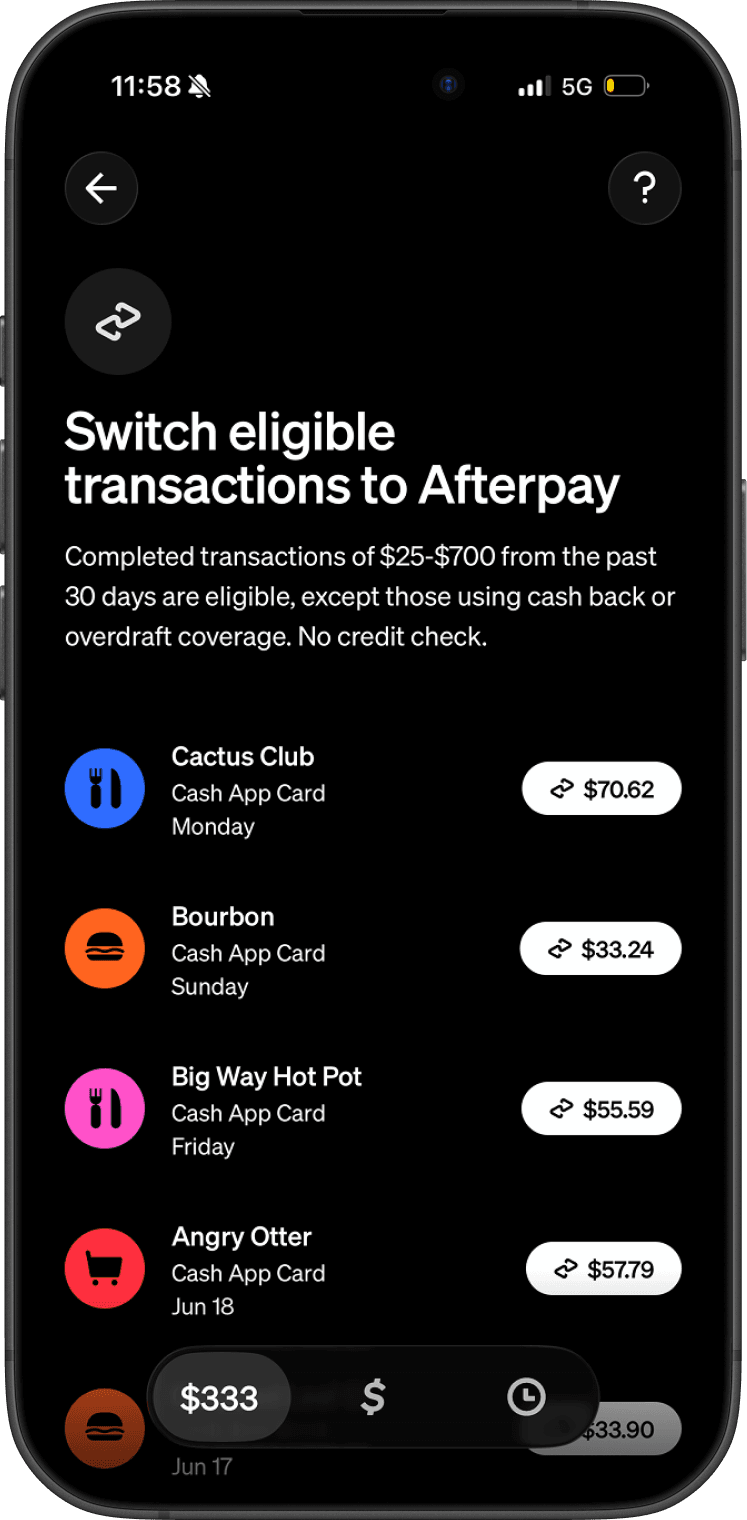 Cash App — Pay Over Time · iOS