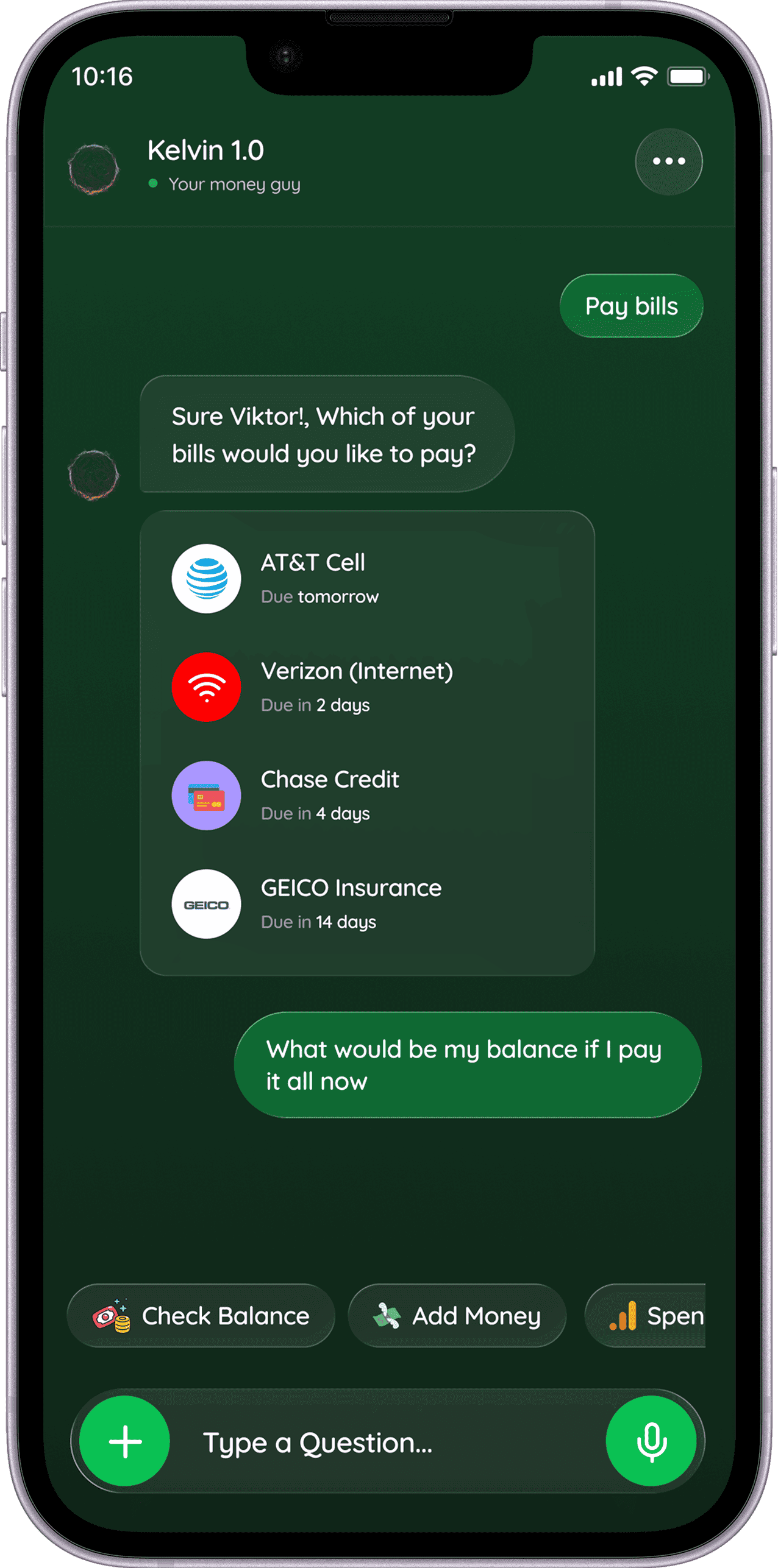 Kelvin — Bill Pay Chat · iOS