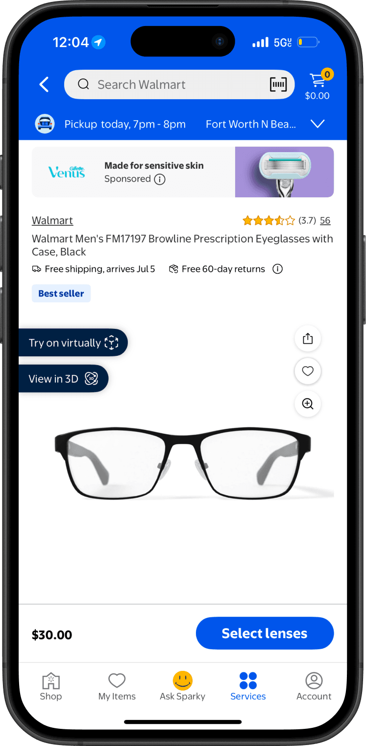 Walmart — Prescription Eyeglasses · iOS