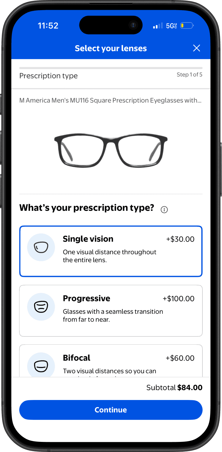 Walmart — Lens Selection · iOS